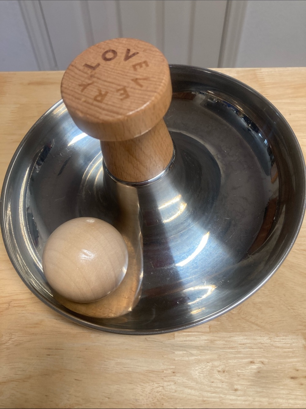Lovevery Tip & Turn Stainless and Wood Montessori Toy Spinning Top
